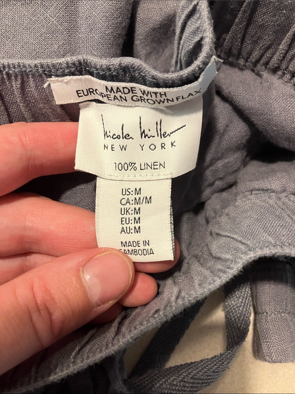 Nicole Miller  Linen joggers — Gray